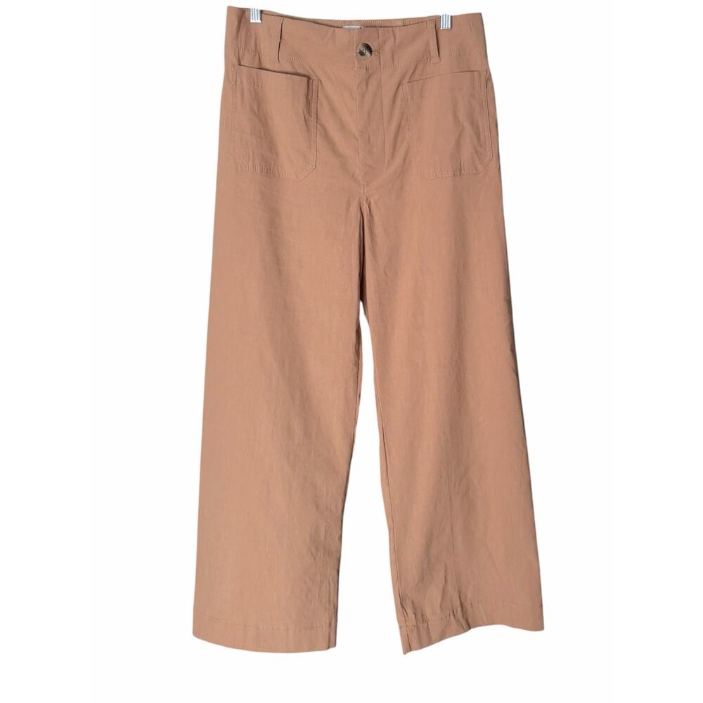 Maeve The Colette Full-Length Wide-Leg Pant Womens 31 Tan Camel Linen-Blend NEW - Picture 2 of 6